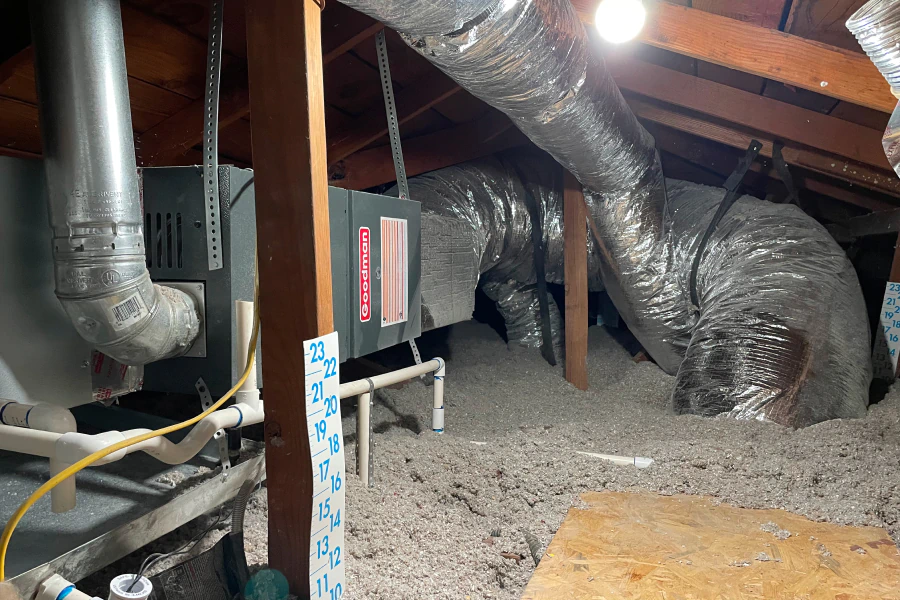 air duct installation in an attic